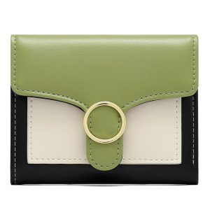 Brand Designer Geometric Panelled Trifold Women Wallet Pu Leather Zipper Coin Ladies Small Purse Card Holder Short Female Wallet