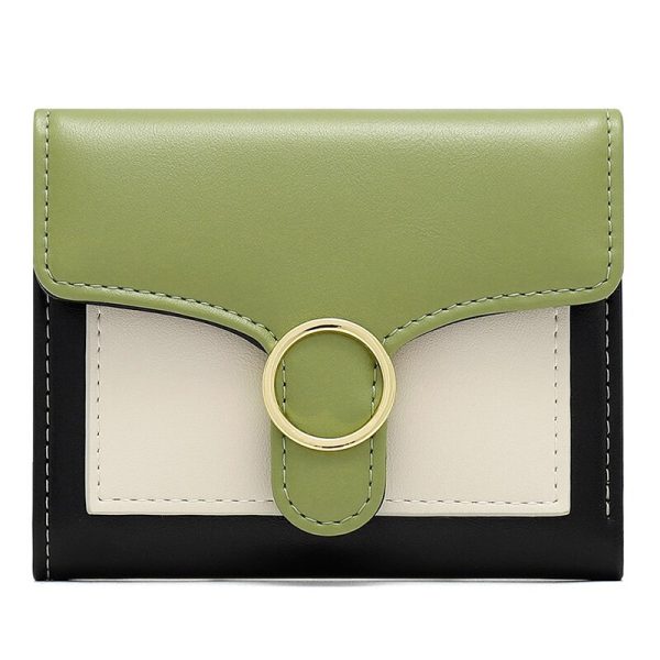 Brand Designer Geometric Panelled Trifold Women Wallet Pu Leather Zipper Coin Ladies Small Purse Card Holder Short Female Wallet